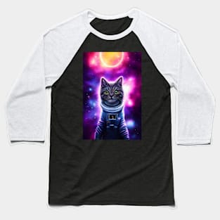 Funny Astronaut Cat in Space Baseball T-Shirt
